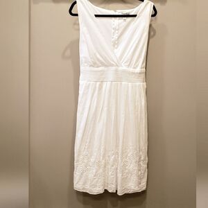 Corey P White Cotton Sleeveless Midi Dress With Eyelets Lined Tie Back S…